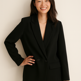 Blazer Beige Mujer de Corte Clásico con Botones Negros
