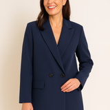 Blazer Beige Mujer de Corte Clásico con Botones Negros