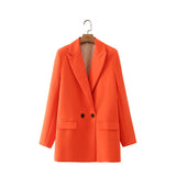 Blazer Beige Mujer de Corte Clásico con Botones Negros