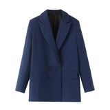 Blazer Beige Mujer de Corte Clásico con Botones Negros