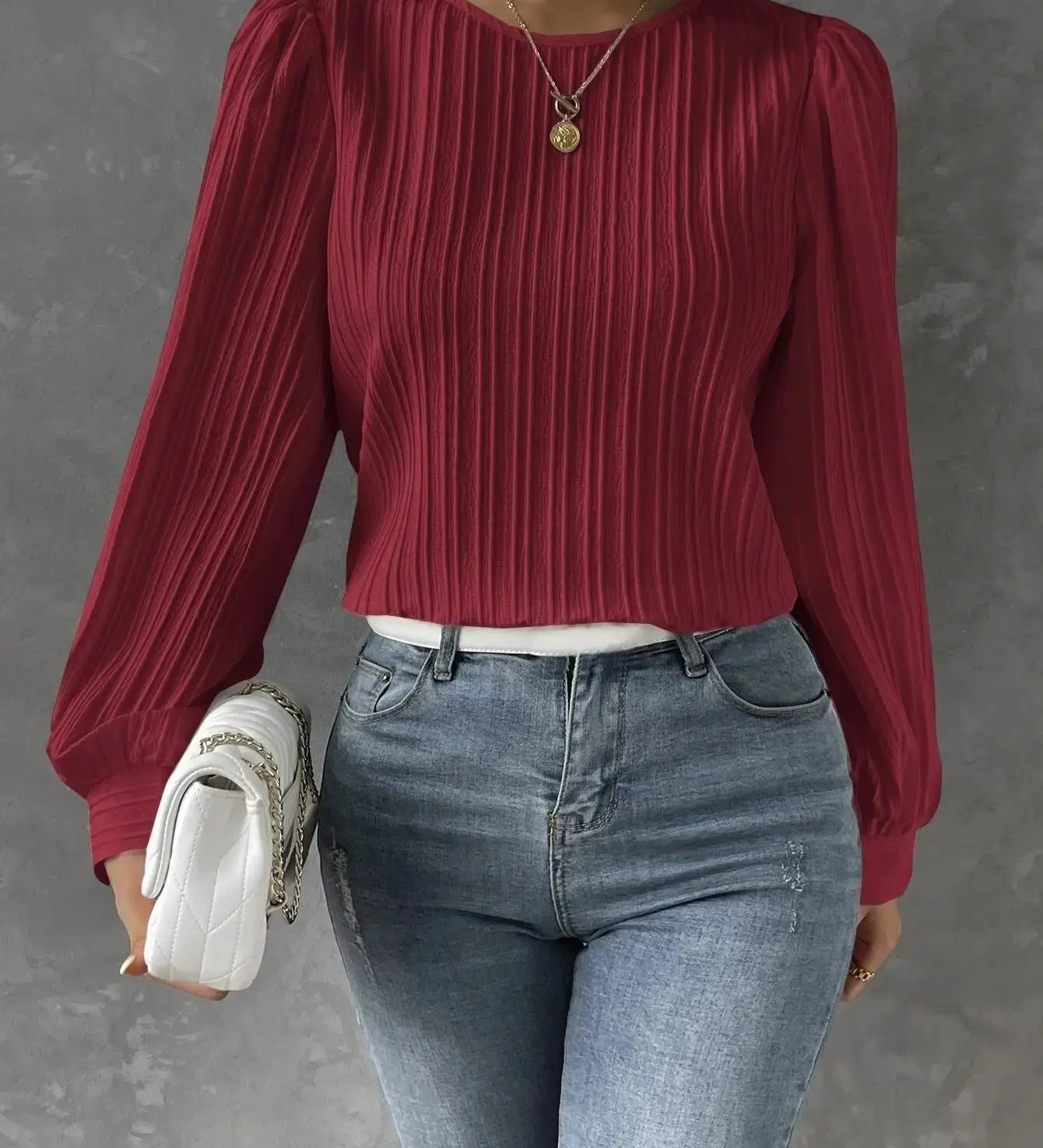 Blusa Texturizada Mujer – Manga Larga con Elegancia Atemporal