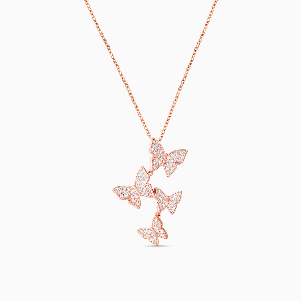 Collar de mariposas con cuatro colgantes – plata de ley