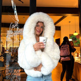 Oversized Faux Fur Jacket with Extra-Large Hood