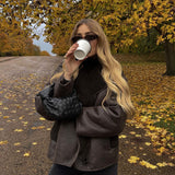 Oversized Faux Shearling Aviator Jacket with Asymmetric Closure