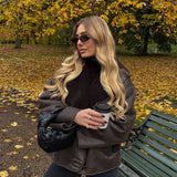 Oversized Faux Shearling Aviator Jacket with Asymmetric Closure