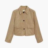 Minimalist Faux Suede Jacket with Front Flap Pockets