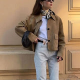 Minimalist Faux Suede Jacket with Front Flap Pockets