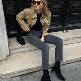 Minimalist Faux Suede Jacket with Front Flap Pockets