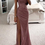 Vestido Largo con Abertura y Tirantes Finos