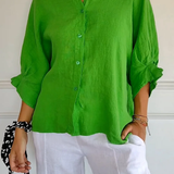 Blusa Camisera de Lino Suelto para Mujer