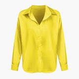 Blusa Satinada de Mujer con Nudo Frontal y Manga Larga