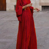 Vestido Largo Fluido con Estampado Geométrico – Elegancia Atemporal