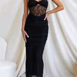 Vestido Midi con Detalles Transparentes – Elegancia Sensual