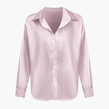 Blusa Satinada de Mujer con Nudo Frontal y Manga Larga