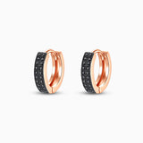 Aros dorado rosa con circonitas negras – pendientes elegantes para mujer