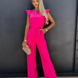 Mono de Pierna Ancha con Volantes para Mujer – Elegancia Atemporal y Femenina