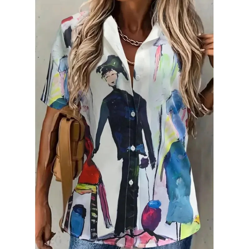 Blusa Camisera a Rayas Bicolor para Mujer