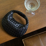 Mini Bolso de Cuero Trenzado con Cadena Dorada