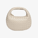 Mini Bolso de Cuero Trenzado con Cadena Dorada
