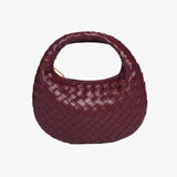 Mini Bolso de Cuero Trenzado con Cadena Dorada