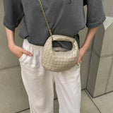 Mini Bolso de Cuero Trenzado con Cadena Dorada