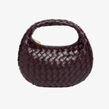 Mini Bolso de Cuero Trenzado con Cadena Dorada