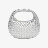 Mini Bolso de Cuero Trenzado con Cadena Dorada