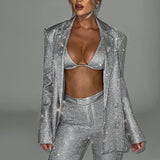 Sparkle Co-Ord Set with Oversized Blazer and Bralette
