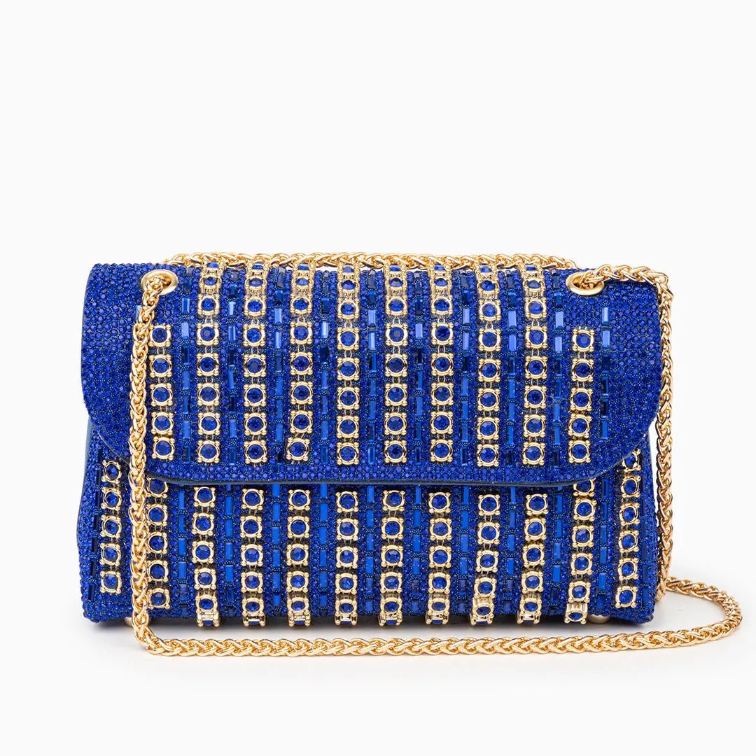 Bolso de Cadena Lujoso con Brillantes y Cadena Dorada – Bolso de Noche Mujer
