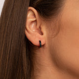 Aros dorado rosa con circonitas negras – pendientes elegantes para mujer