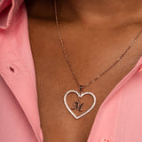 Collar inicial corazón oro rosa – acero inoxidable