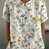 Blusa Camisera con Estampado Floral Silvestre para Mujer