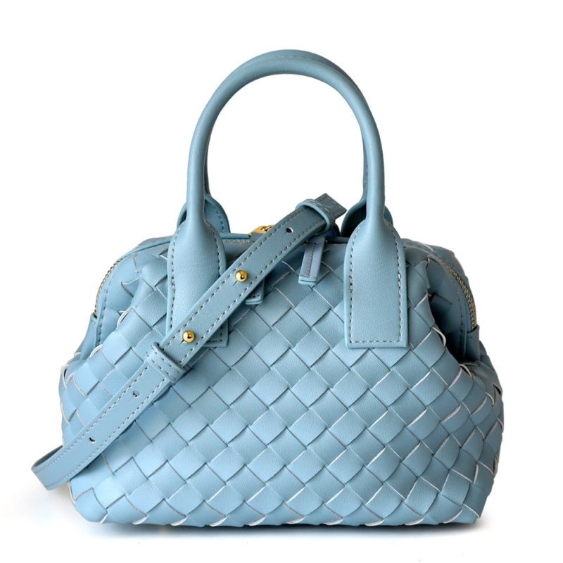 Bolso Boston Sienna – Cuero Auténtico Trenzado con Cremallera