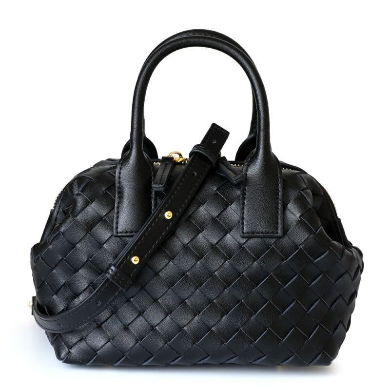 Bolso Boston Sienna – Cuero Auténtico Trenzado con Cremallera