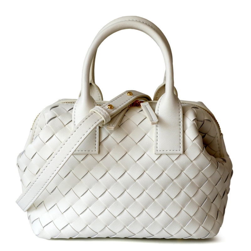 Bolso Boston Sienna – Cuero Auténtico Trenzado con Cremallera