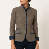 Chaqueta Estilo Militar para Mujer con Cuello Mao y Botones Decorativos