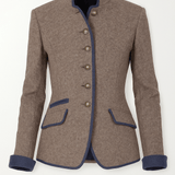 Chaqueta Estilo Militar para Mujer con Cuello Mao y Botones Decorativos