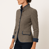Chaqueta Estilo Militar para Mujer con Cuello Mao y Botones Decorativos