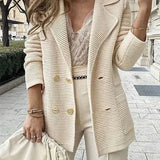 Blazer de Punto Acanalado Doble Botonadura para Mujer
