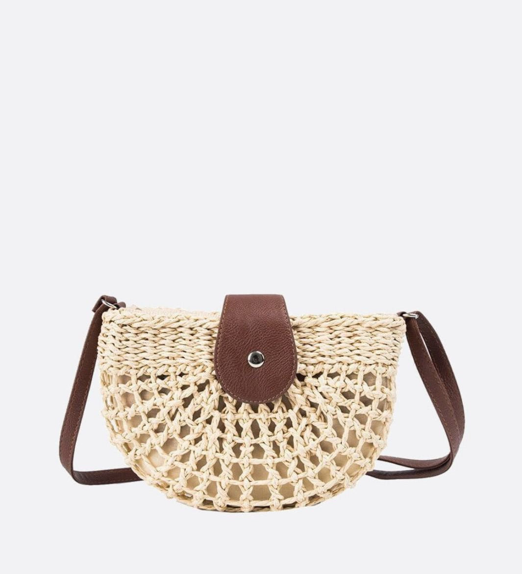 Bolso Bandolera Rio Media Luna – Tejido de Paja Abierto con Asa de Cuerda