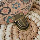 Bolso Redondo de Paja con Solapa Étnica