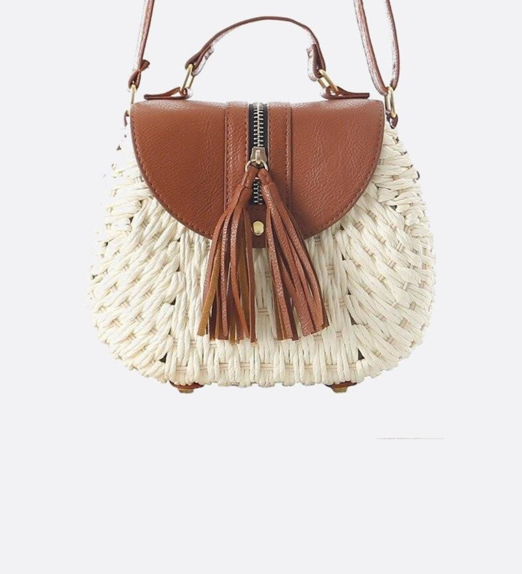 Bolso Bandolera Solene de Paja – Estilo Saddle Tejido y Natural