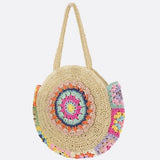 Bolso Redondo de Paja con Detalle de Crochet Multicolor – Estilo Boho Festival