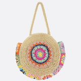 Bolso Redondo de Paja con Detalle de Crochet Multicolor – Estilo Boho Festival