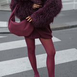 Shaggy Faux Fur Jacket with Wide Lapel and Cropped Fit