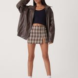 Chaqueta bomber oversize efecto piel en marrón oscuro
